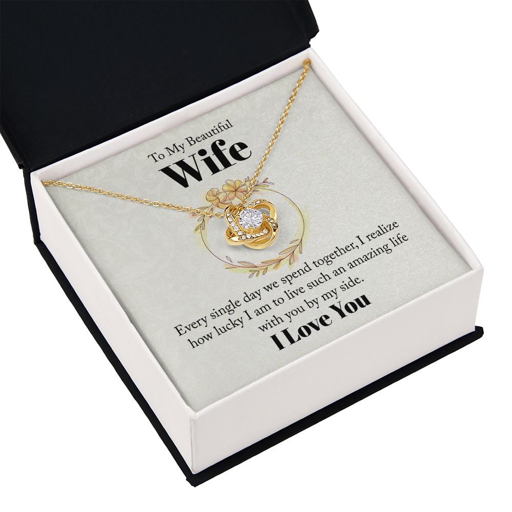 To My Beautiful Wife Every Single Day We Spend Together Infinity Knot Necklace Message Card-Express Your Love Gifts