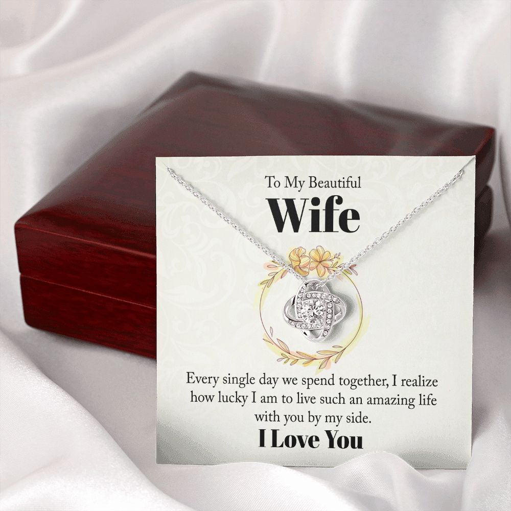 To My Beautiful Wife Every Single Day We Spend Together Infinity Knot Necklace Message Card-Express Your Love Gifts