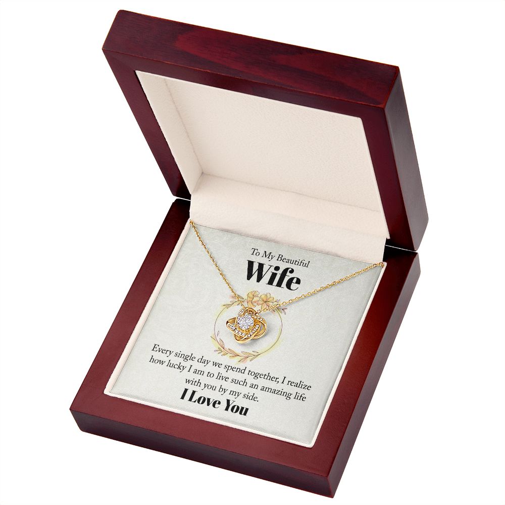 To My Beautiful Wife Every Single Day We Spend Together Infinity Knot Necklace Message Card-Express Your Love Gifts