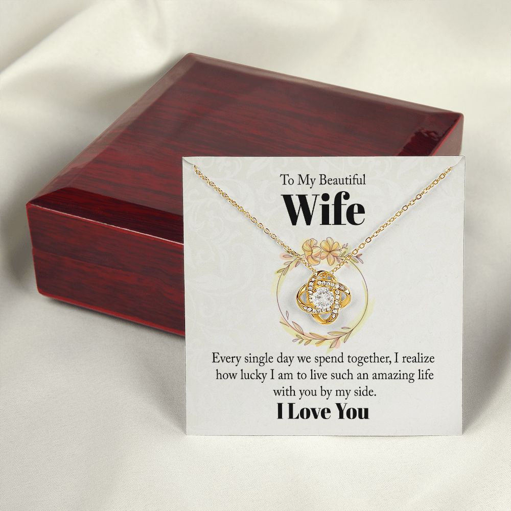 To My Beautiful Wife Every Single Day We Spend Together Infinity Knot Necklace Message Card-Express Your Love Gifts