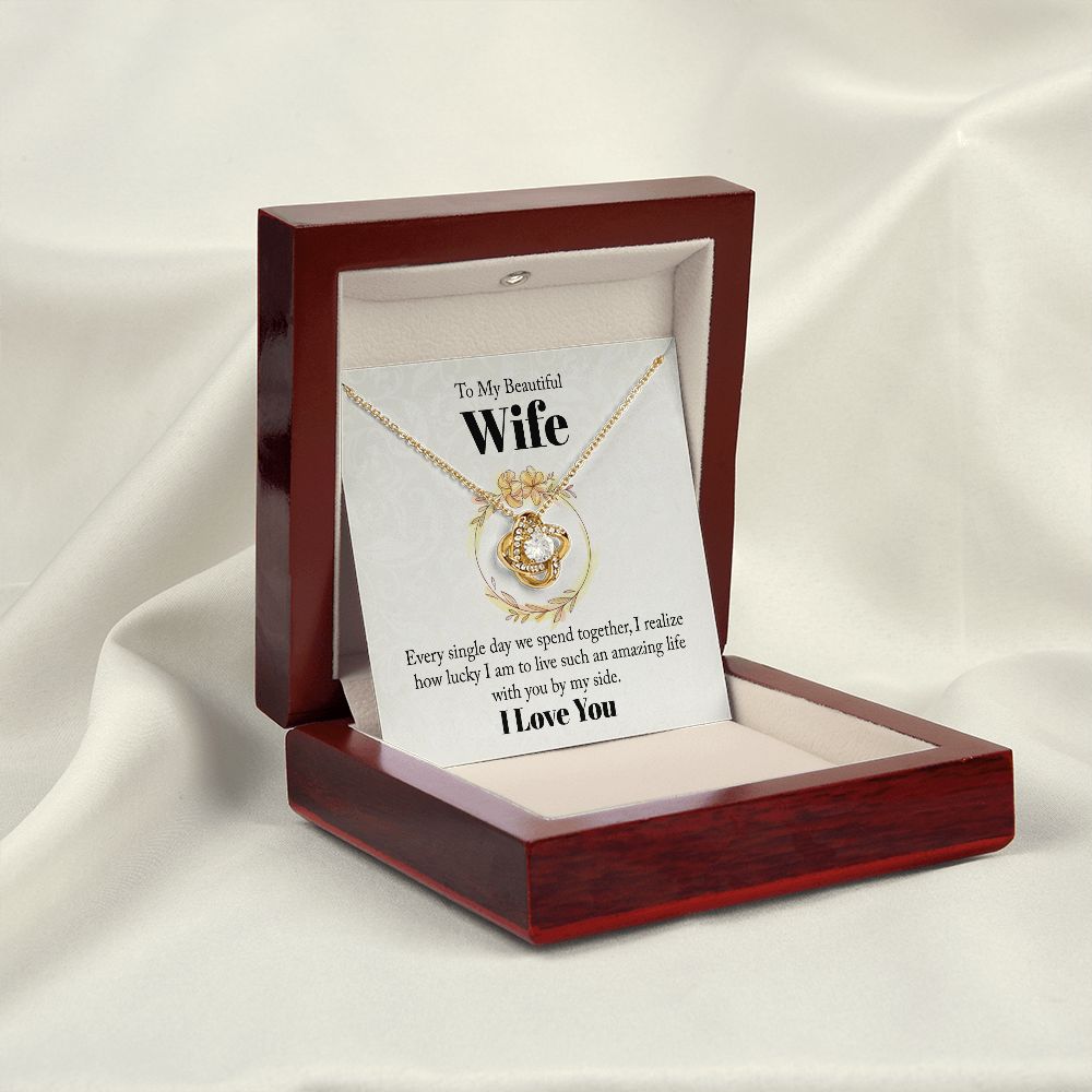 To My Beautiful Wife Every Single Day We Spend Together Infinity Knot Necklace Message Card-Express Your Love Gifts