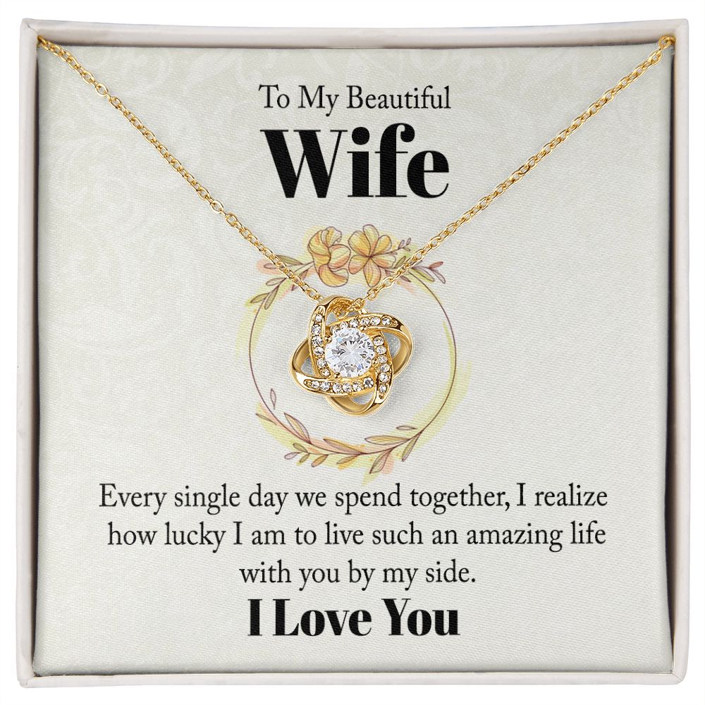 To My Beautiful Wife Every Single Day We Spend Together Infinity Knot Necklace Message Card-Express Your Love Gifts