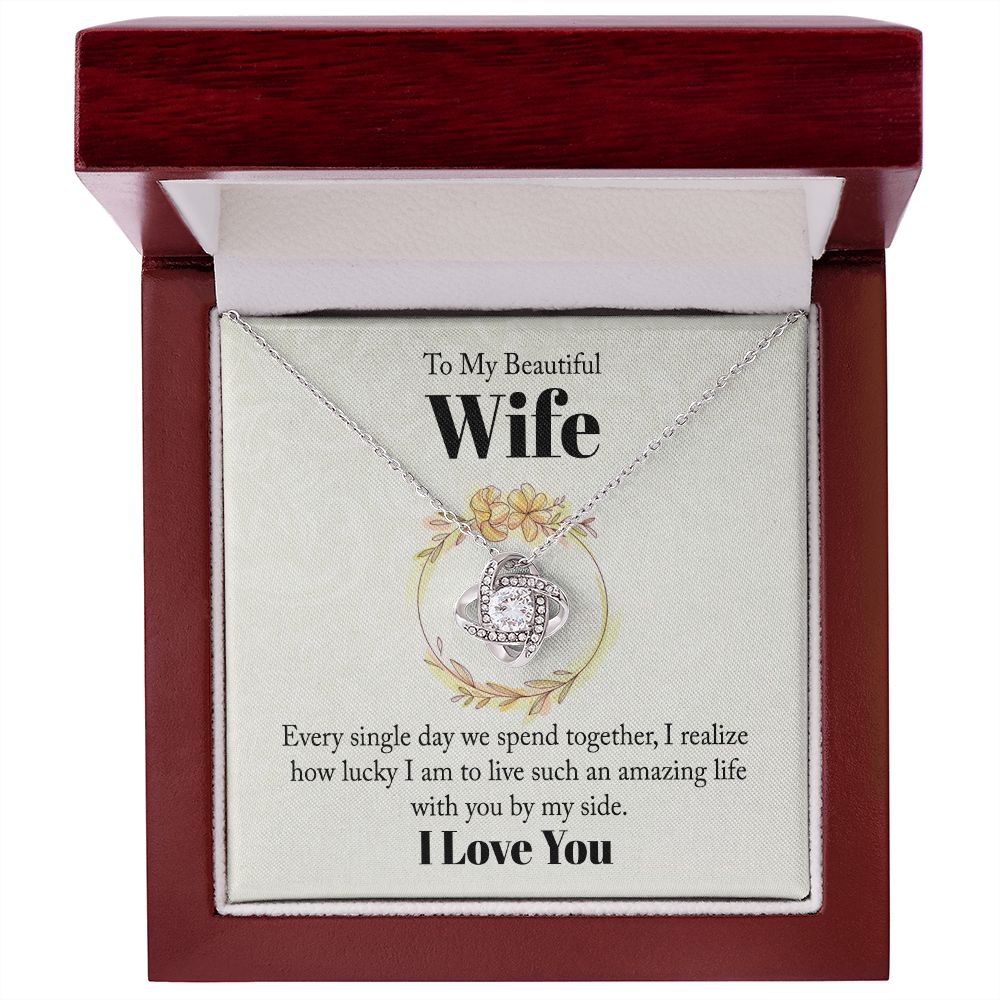 To My Beautiful Wife Every Single Day We Spend Together Infinity Knot Necklace Message Card-Express Your Love Gifts