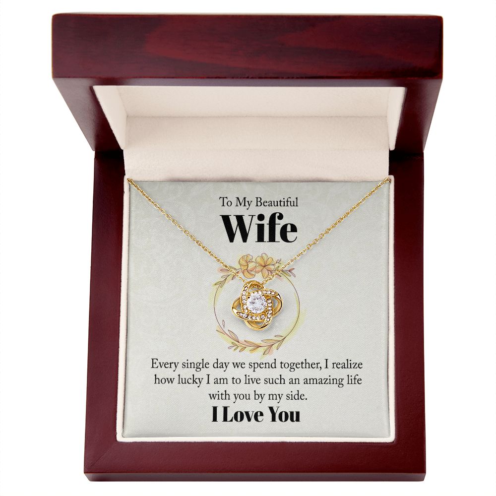 To My Beautiful Wife Every Single Day We Spend Together Infinity Knot Necklace Message Card-Express Your Love Gifts