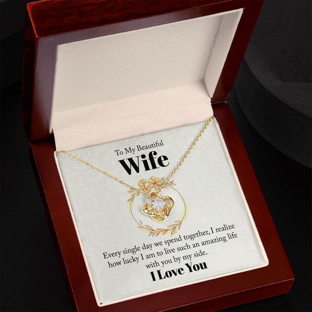 To My Beautiful Wife Every Single Day We Spend Together Infinity Knot Necklace Message Card-Express Your Love Gifts