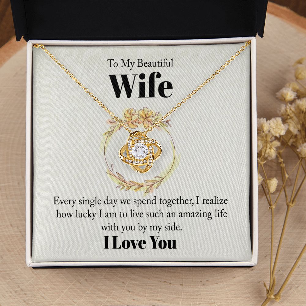 To My Beautiful Wife Every Single Day We Spend Together Infinity Knot Necklace Message Card-Express Your Love Gifts