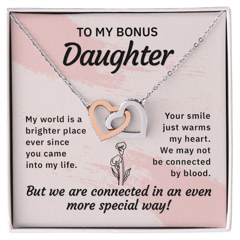 To My Bonus Daughter My World is a Brighter Place Inseparable Necklace-Express Your Love Gifts