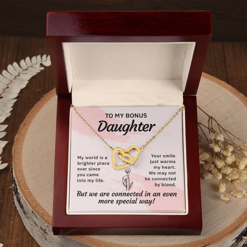 To My Bonus Daughter My World is a Brighter Place Inseparable Necklace-Express Your Love Gifts