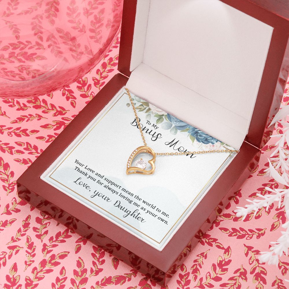 To My Bonus Mom Forever Necklace w Message Card-Express Your Love Gifts