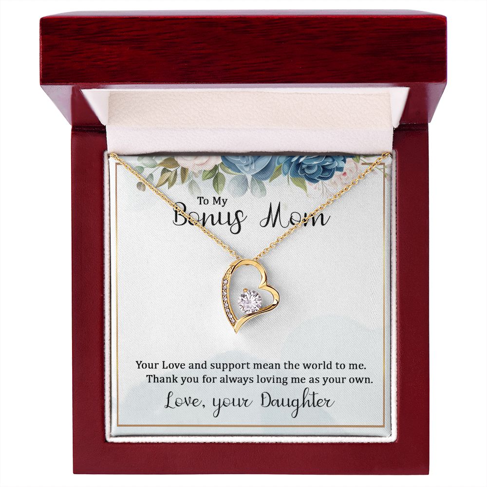 To My Bonus Mom Forever Necklace w Message Card-Express Your Love Gifts