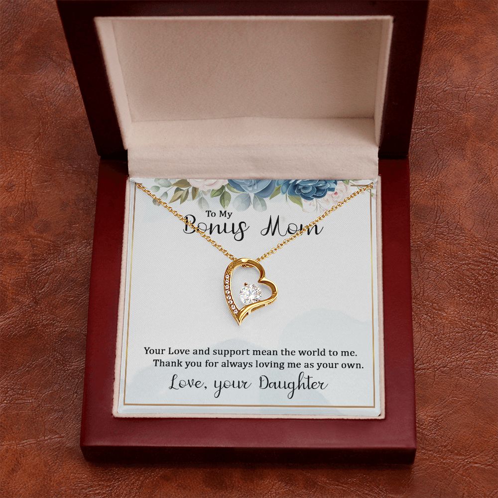 To My Bonus Mom Forever Necklace w Message Card-Express Your Love Gifts