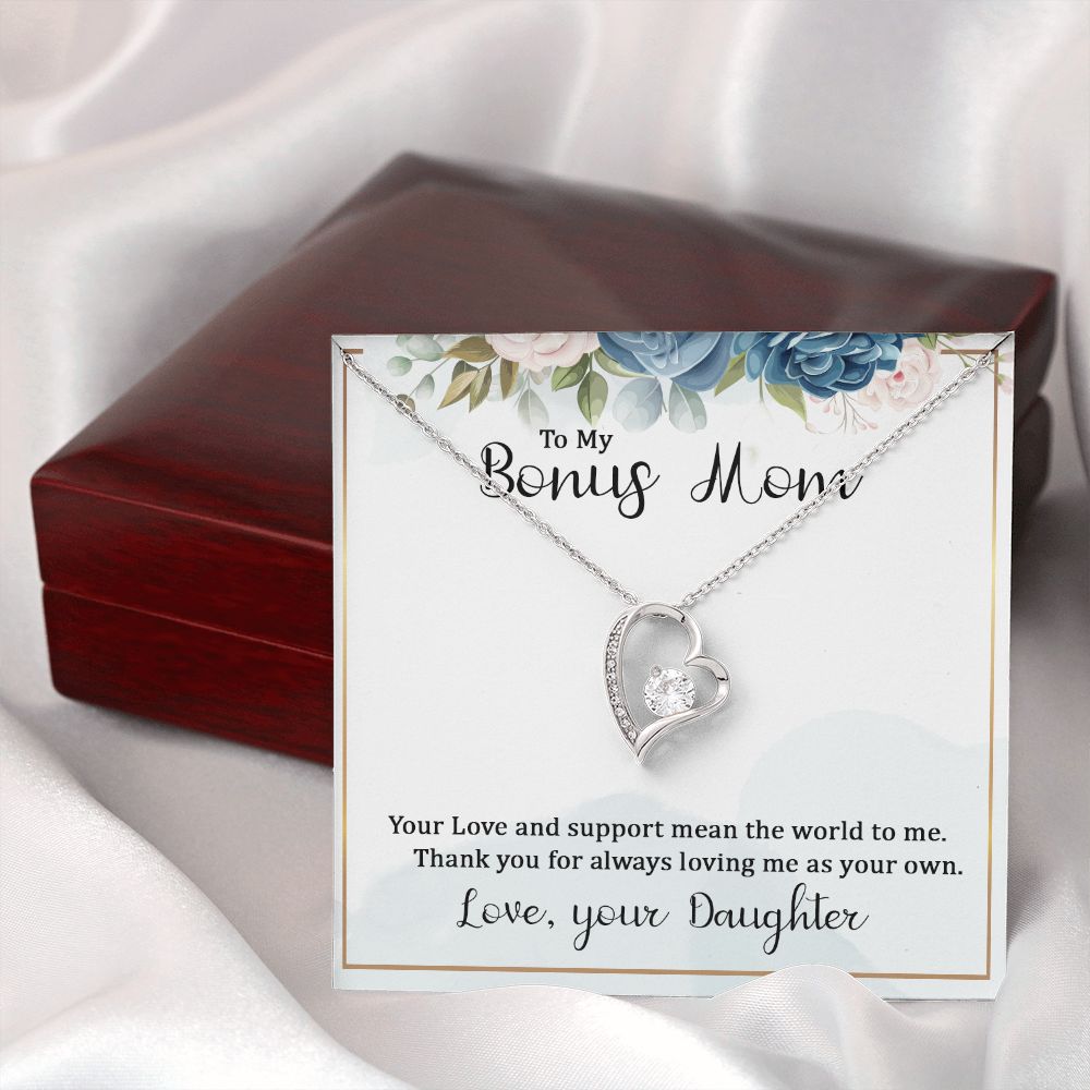 To My Bonus Mom Forever Necklace w Message Card-Express Your Love Gifts