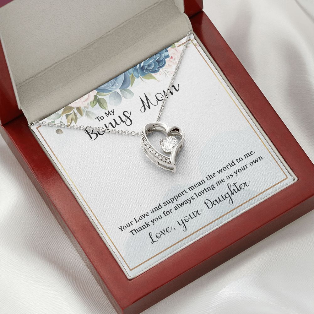 To My Bonus Mom Forever Necklace w Message Card-Express Your Love Gifts