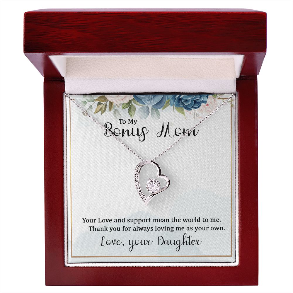 To My Bonus Mom Forever Necklace w Message Card-Express Your Love Gifts