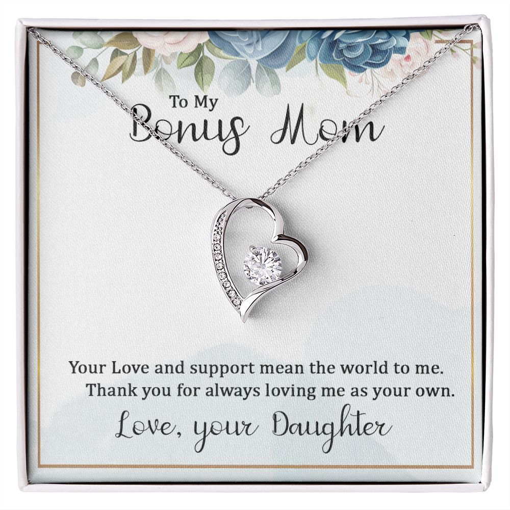 To My Bonus Mom Forever Necklace w Message Card-Express Your Love Gifts