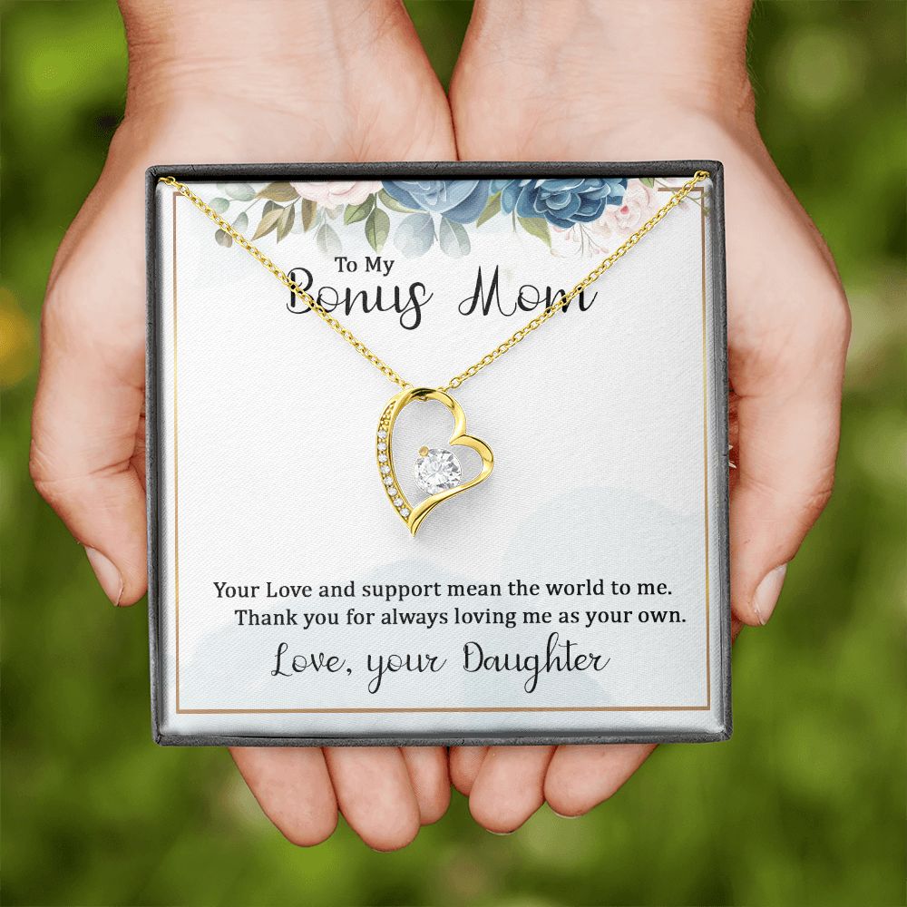 To My Bonus Mom Forever Necklace w Message Card-Express Your Love Gifts