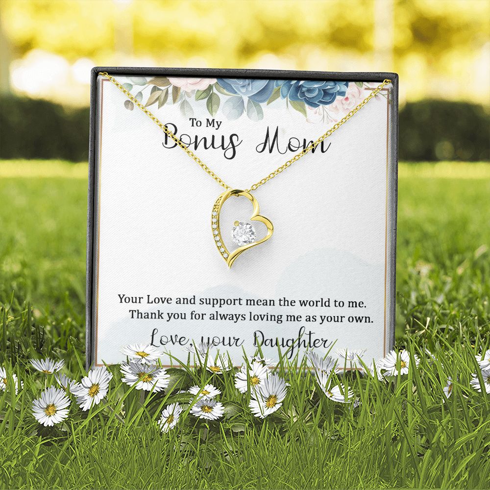 To My Bonus Mom Forever Necklace w Message Card-Express Your Love Gifts