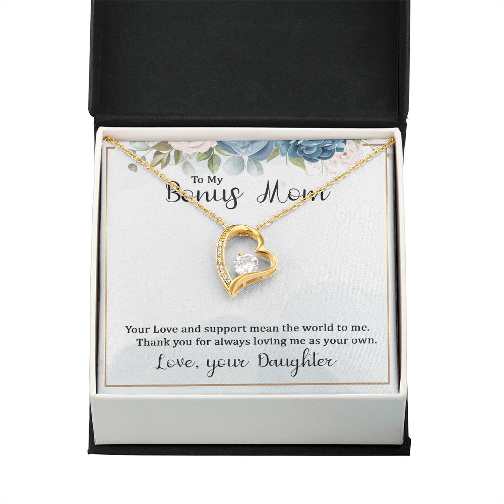 To My Bonus Mom Forever Necklace w Message Card-Express Your Love Gifts