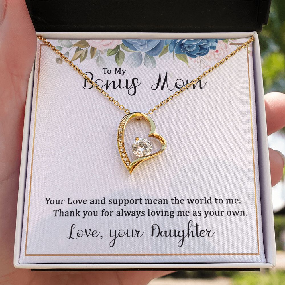 To My Bonus Mom Forever Necklace w Message Card-Express Your Love Gifts