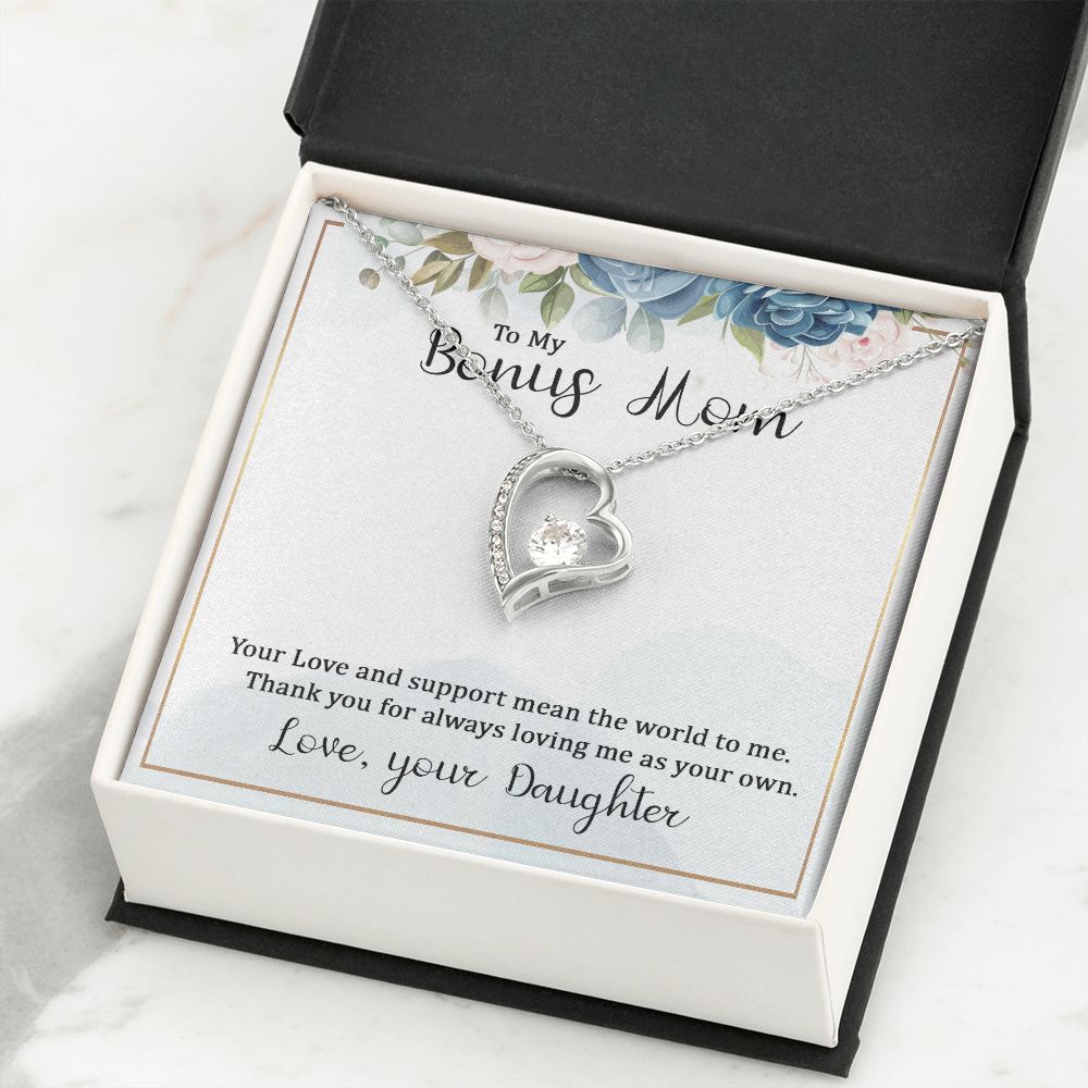 To My Bonus Mom Forever Necklace w Message Card-Express Your Love Gifts