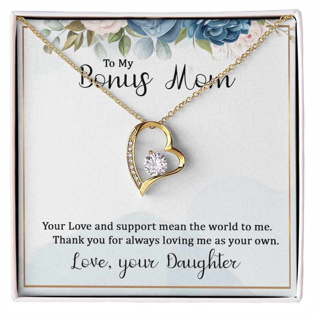 To My Bonus Mom Forever Necklace w Message Card-Express Your Love Gifts