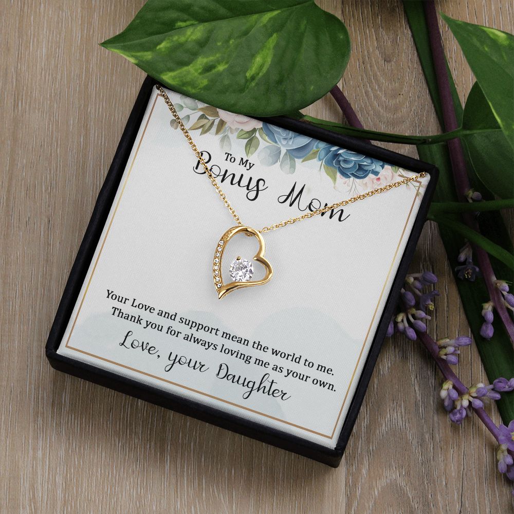 To My Bonus Mom Forever Necklace w Message Card-Express Your Love Gifts