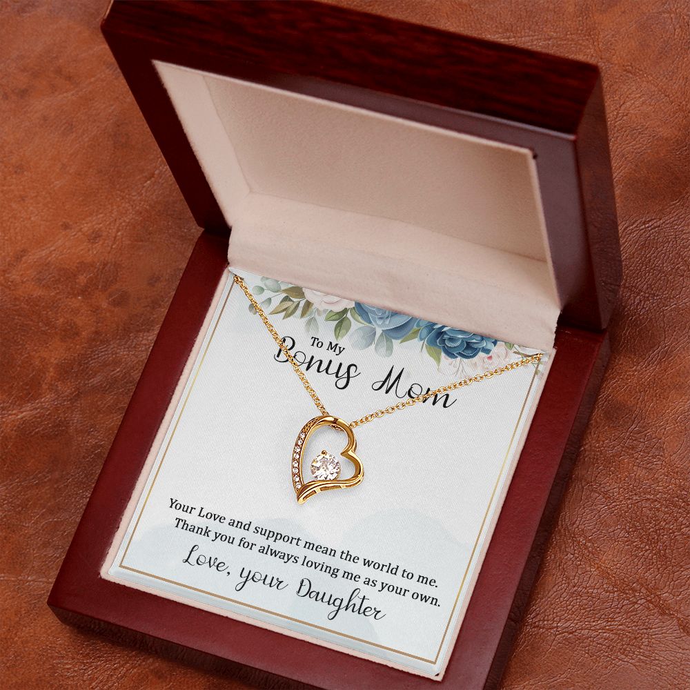 To My Bonus Mom Forever Necklace w Message Card-Express Your Love Gifts