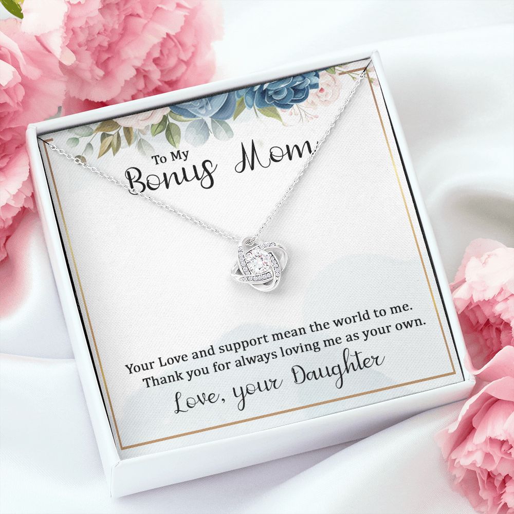 To My Bonus Mom Infinity Knot Necklace Message Card-Express Your Love Gifts