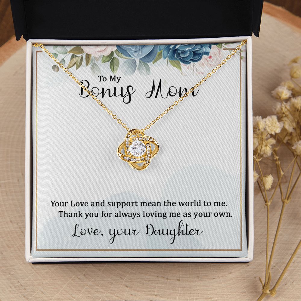 To My Bonus Mom Infinity Knot Necklace Message Card-Express Your Love Gifts