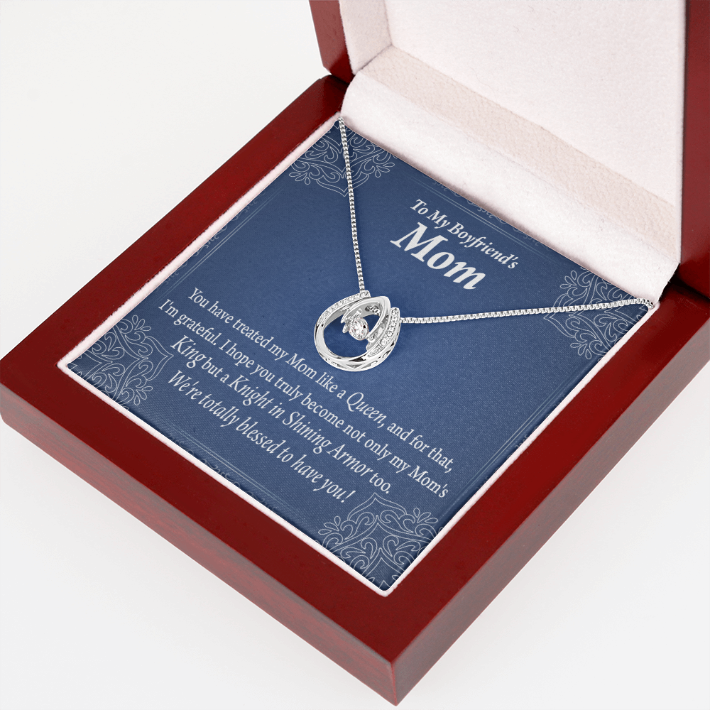 To My Boyfriends''s Mom Raised By a Queen Lucky Horseshoe Necklace Message Card 14k w CZ Crystals-Express Your Love Gifts