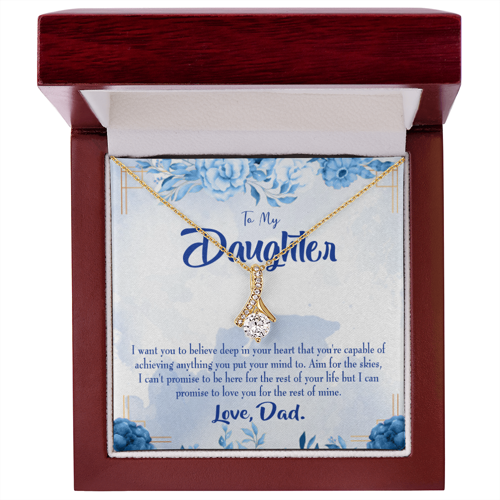 To My Daughter Aim For the Skies From Dad Alluring Ribbon Necklace Message Card-Express Your Love Gifts