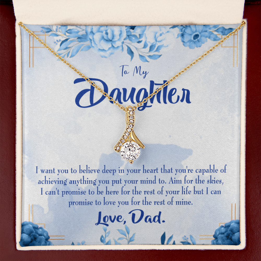 To My Daughter Aim For the Skies From Dad Alluring Ribbon Necklace Message Card-Express Your Love Gifts