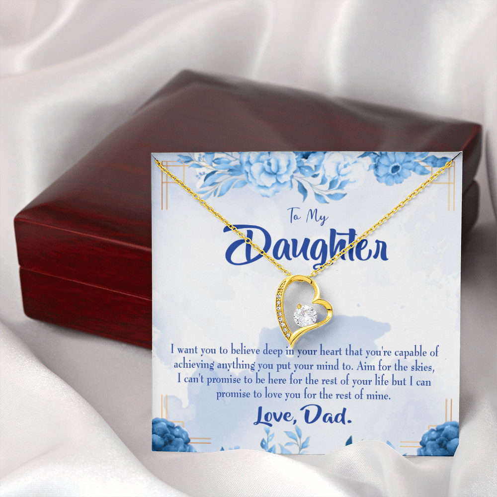 To My Daughter Aim For the Skies From Dad Forever Necklace w Message Card-Express Your Love Gifts