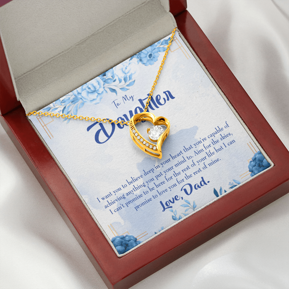 To My Daughter Aim For the Skies From Dad Forever Necklace w Message Card-Express Your Love Gifts