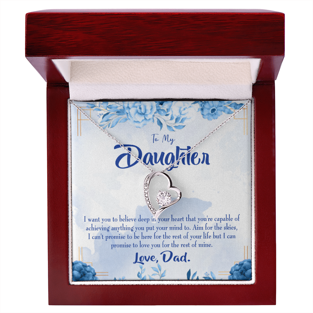 To My Daughter Aim For the Skies From Dad Forever Necklace w Message Card-Express Your Love Gifts