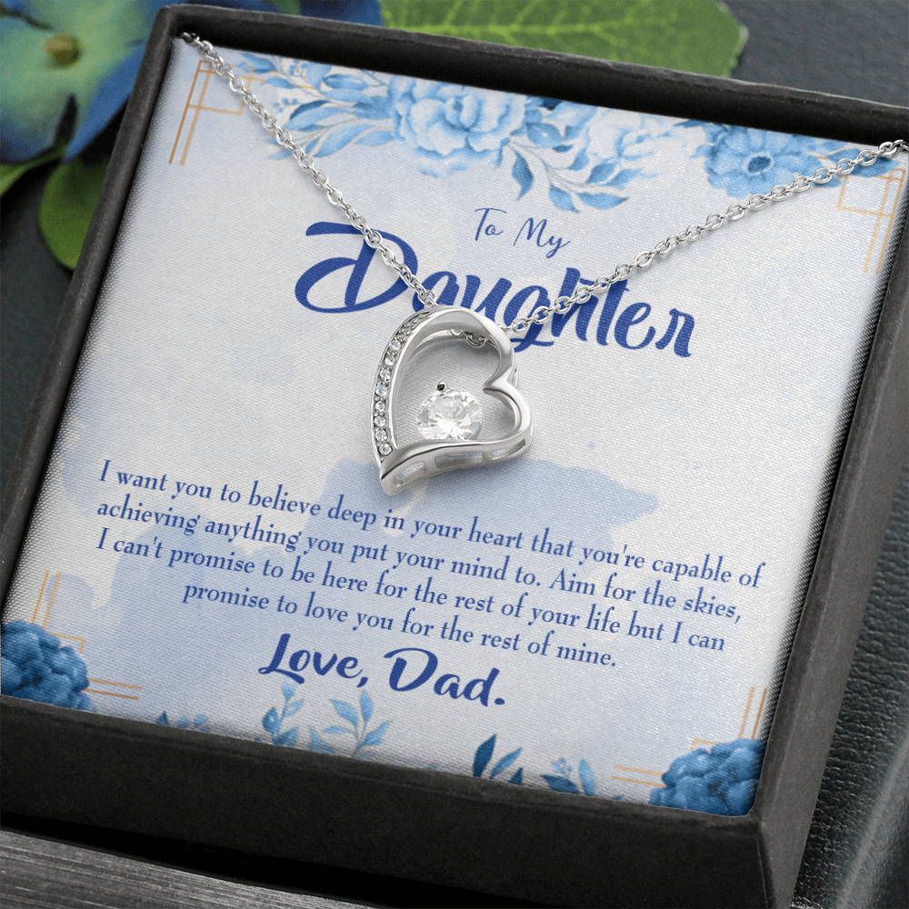 To My Daughter Aim For the Skies From Dad Forever Necklace w Message Card-Express Your Love Gifts