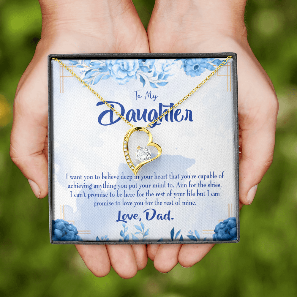 To My Daughter Aim For the Skies From Dad Forever Necklace w Message Card-Express Your Love Gifts