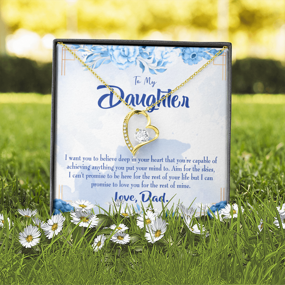 To My Daughter Aim For the Skies From Dad Forever Necklace w Message Card-Express Your Love Gifts