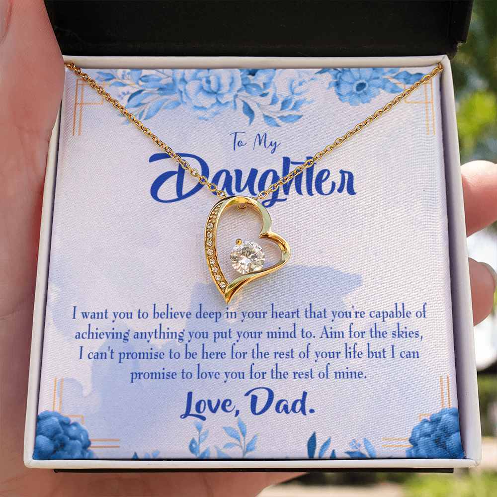 To My Daughter Aim For the Skies From Dad Forever Necklace w Message Card-Express Your Love Gifts