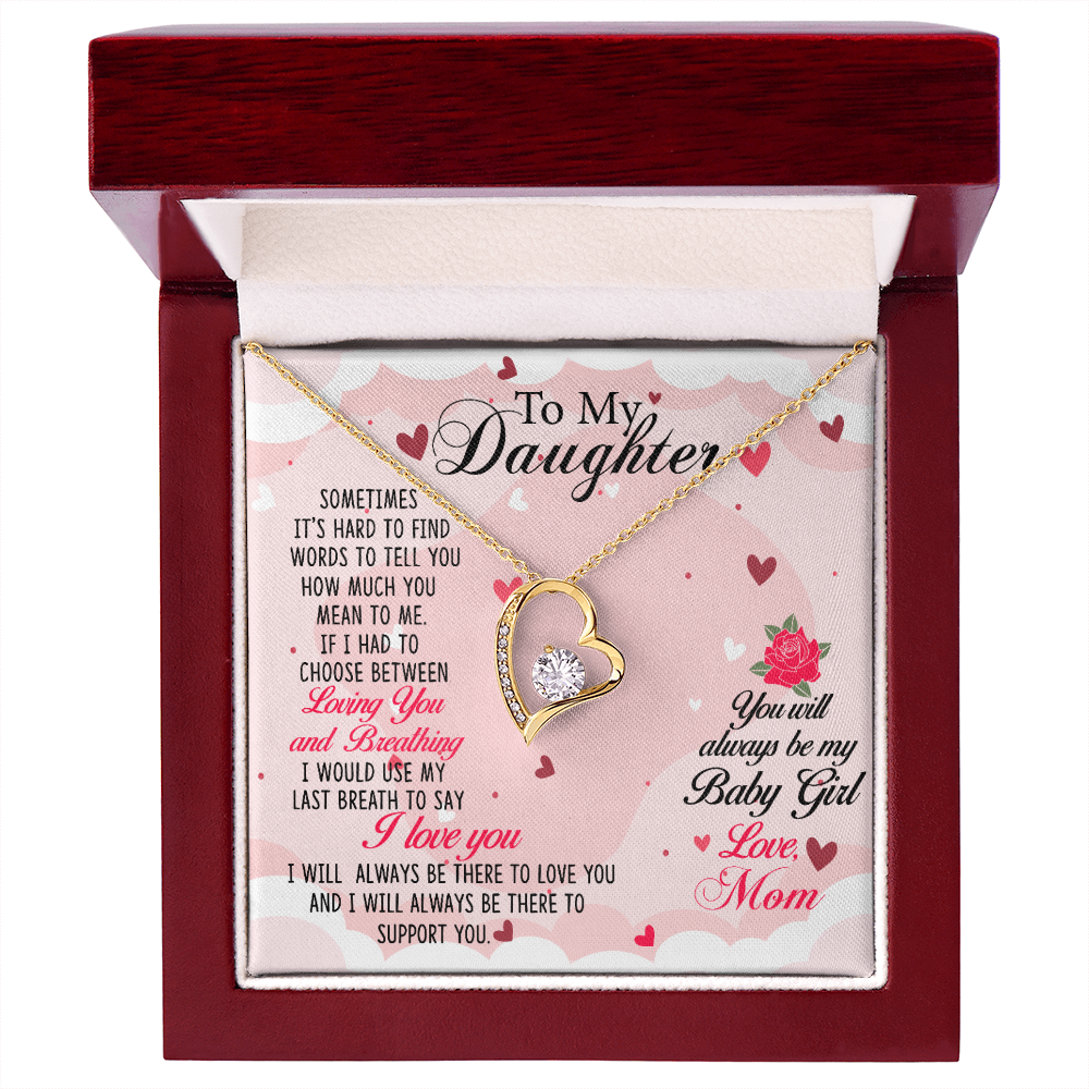 To My Daughter Always Be My Baby Girl From Mom Forever Necklace w Message Card-Express Your Love Gifts