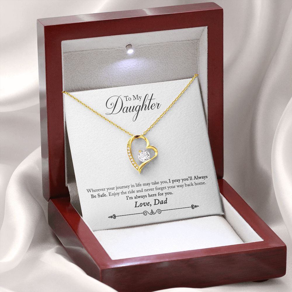 To My Daughter Always Be Safe From Dad Forever Necklace w Message Card-Express Your Love Gifts