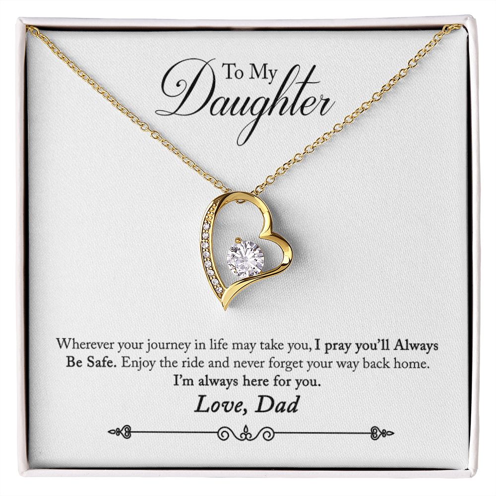 To My Daughter Always Be Safe From Dad Forever Necklace w Message Card-Express Your Love Gifts