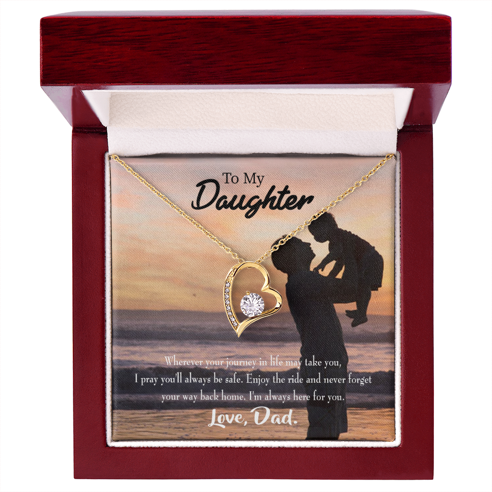 To My Daughter Always Here For You From Dad Forever Necklace w Message Card-Express Your Love Gifts