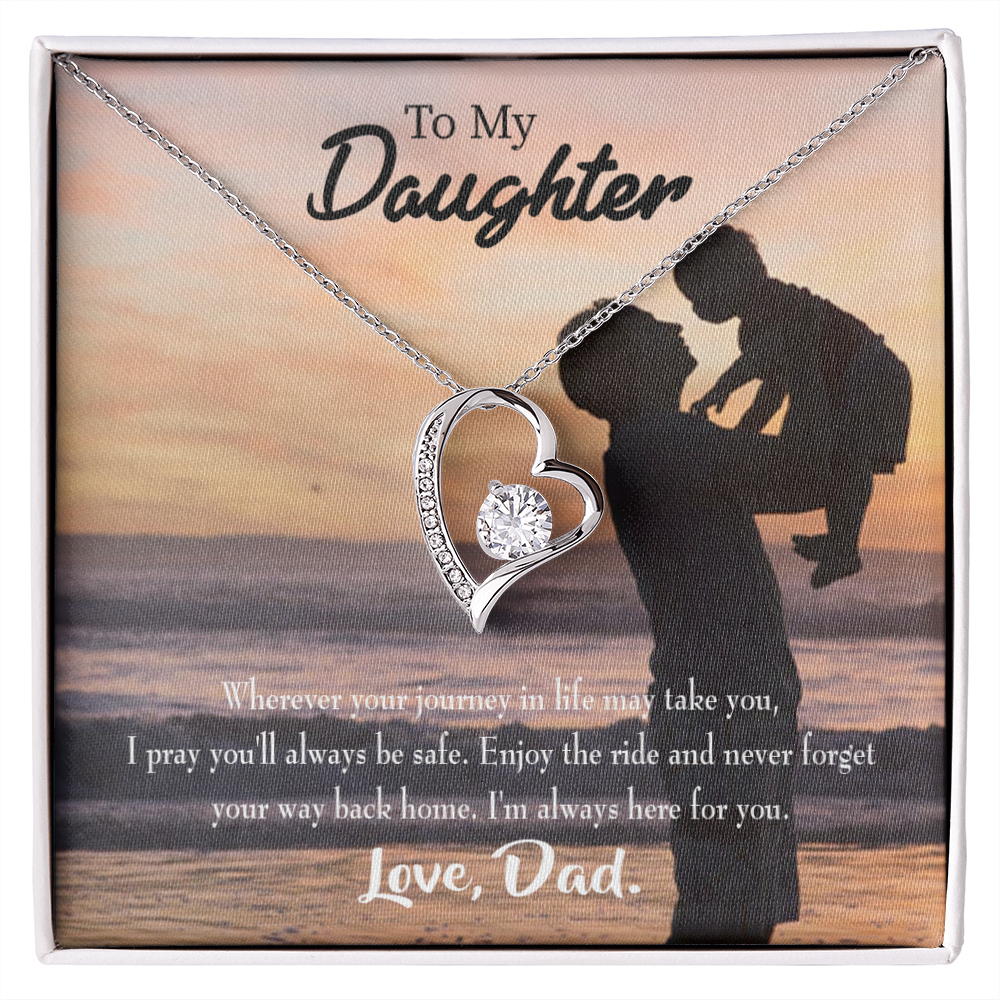 To My Daughter Always Here For You From Dad Forever Necklace w Message Card-Express Your Love Gifts