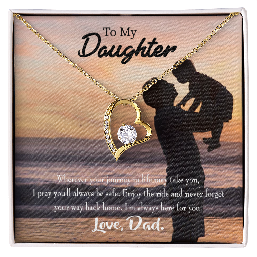 To My Daughter Always Here For You From Dad Forever Necklace w Message Card-Express Your Love Gifts