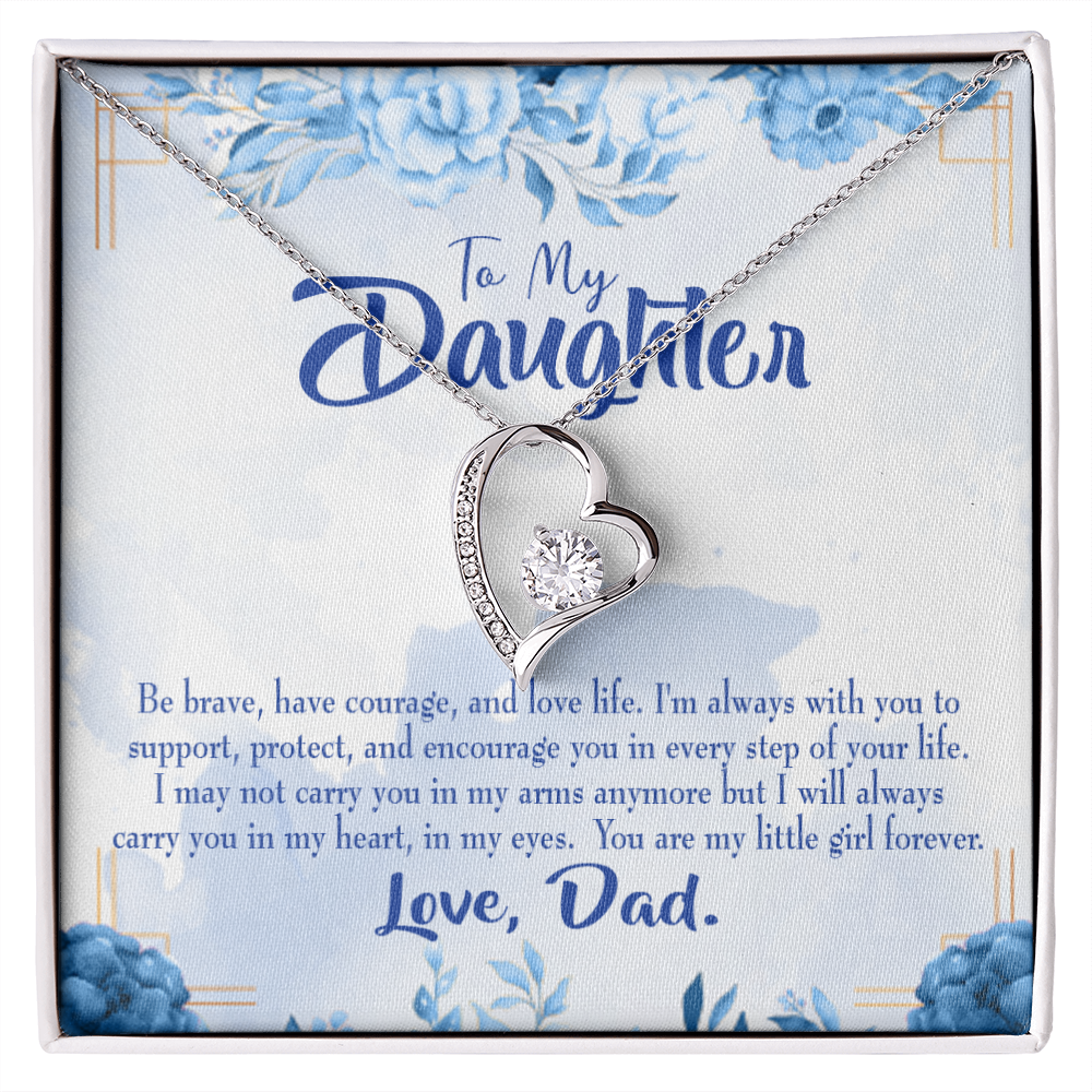 To My Daughter Always in Dad's Heart Forever Necklace w Message Card-Express Your Love Gifts