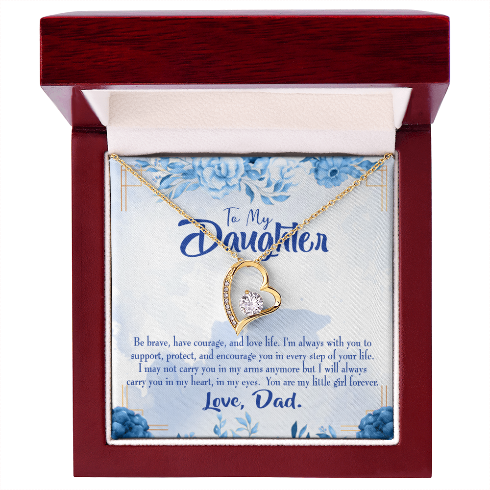 To My Daughter Always in Dad's Heart Forever Necklace w Message Card-Express Your Love Gifts