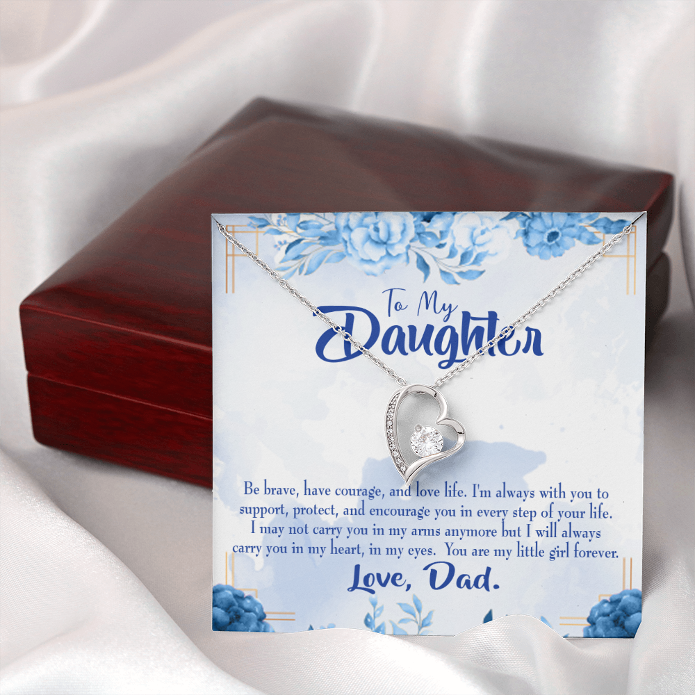 To My Daughter Always in Dad's Heart Forever Necklace w Message Card-Express Your Love Gifts