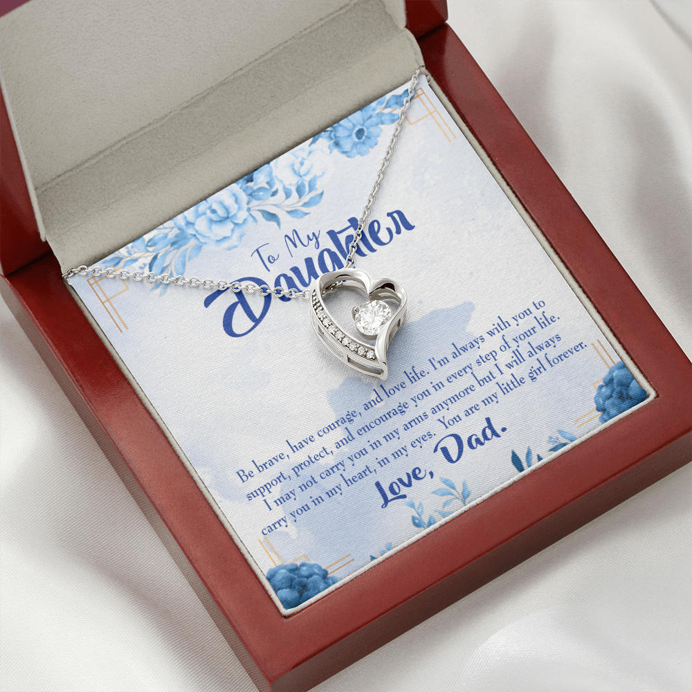 To My Daughter Always in Dad's Heart Forever Necklace w Message Card-Express Your Love Gifts