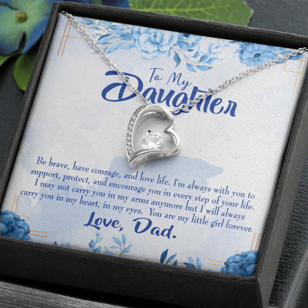 To My Daughter Always in Dad's Heart Forever Necklace w Message Card-Express Your Love Gifts